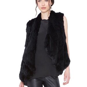 NWOT Alice + Olivia Luxe Black Faux Fur Vest